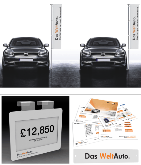Werbematerialien am Verkaufsort für den Kunden Volkswagen für sein zugelassenes Gebrauchtprogramm